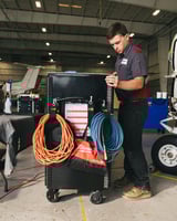 Stevens Aerospace Mechanic and his toolbox